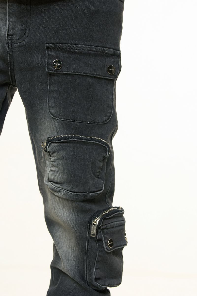 "LUCID DREAMS" CARGO SKINNY DENIM (FADED BLACK)