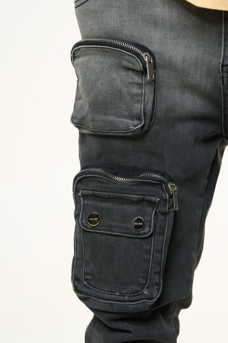 "LUCID DREAMS" CARGO SKINNY DENIM (FADED BLACK)