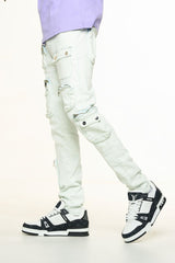 "LUCID DREAMS" CARGO SKINNY DENIM (FADED LIGHT BLUE)