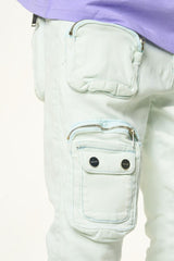 "LUCID DREAMS" CARGO SKINNY DENIM (FADED LIGHT BLUE)