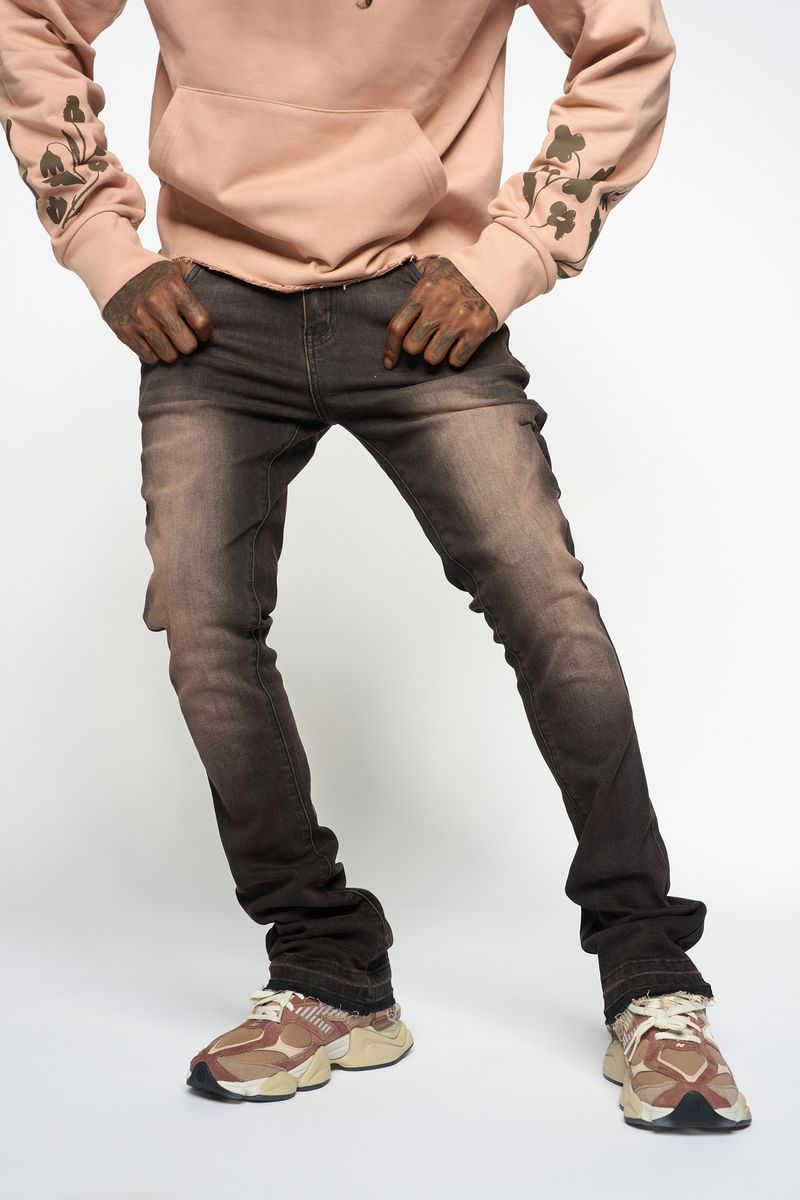 "WIIL YOU REMEMBER ME" STACK DENIM (BROWN)