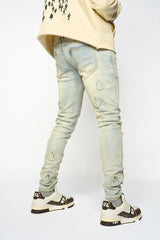 "DIAMOND TEARS" SKINNY DENIM (LIGHT BLUE)