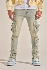 "EMPOWERED ESSENCE" STACK CARGO DENIM (LIGHT BLUE)