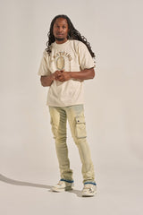 "BUILT TO HEAL" STACK CARGO DENIM (MEDIUM BLUE)