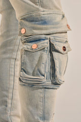 "24/7" STACK CARGO DENIM (BLUE WASH)