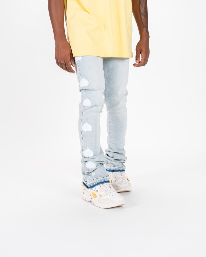 "HEARTBEAT OF SUCCESS" FLARE STACK DENIM