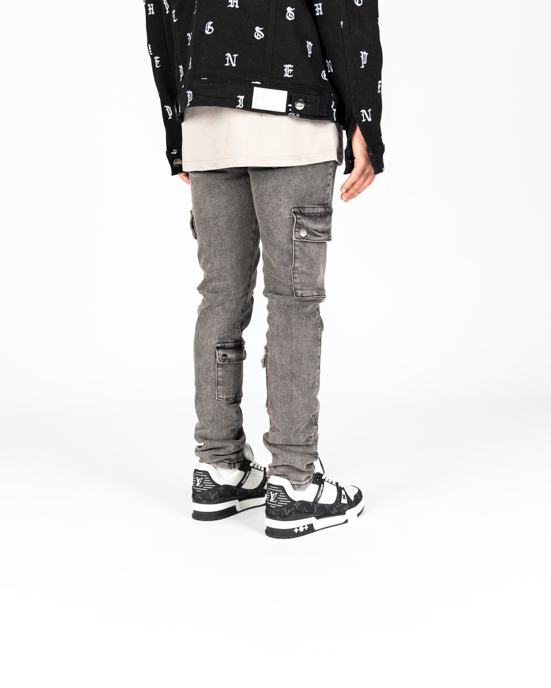 "ENERGY SHIFT" CARGO SKINNY DENIM