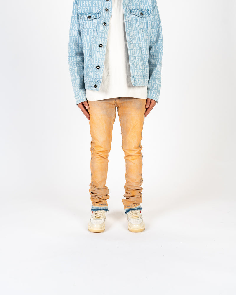 "UNLEASHED PHEELINGS" FLARE STACK DENIM