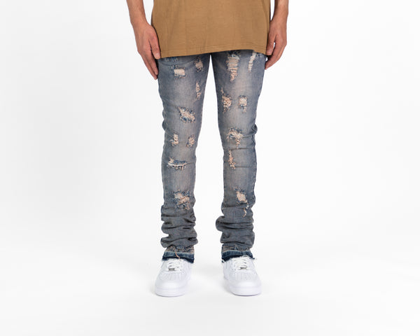 "NOW OR NEVER" FLARE STACK DENIM