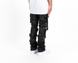 "NEVER LOOK BACK" CARGO FLARE STACK LEATHER