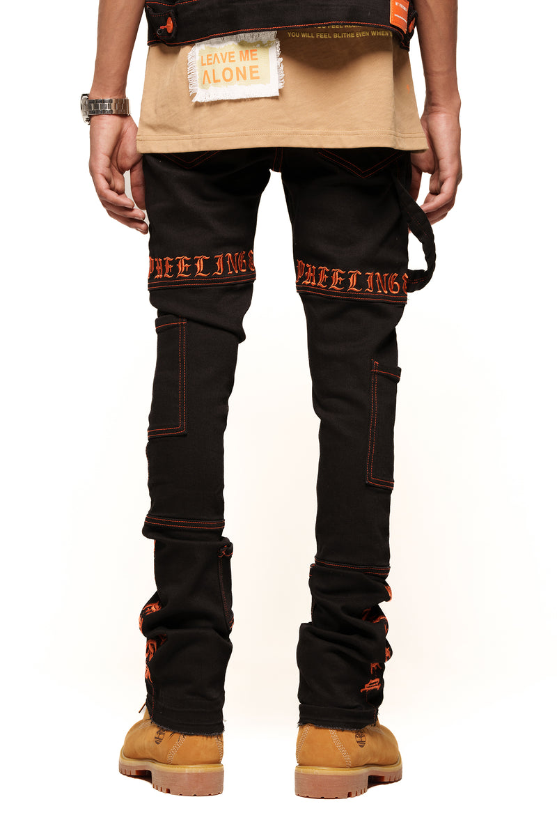 "DEFYING ODDS" CARGO FLARE STACK DENIM