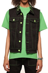 "DEFYING ODDS" VEST (JET BACK/LIME GREEN)