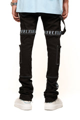 "DEFYING ODDS" CARGO FLARE STACK DENIM