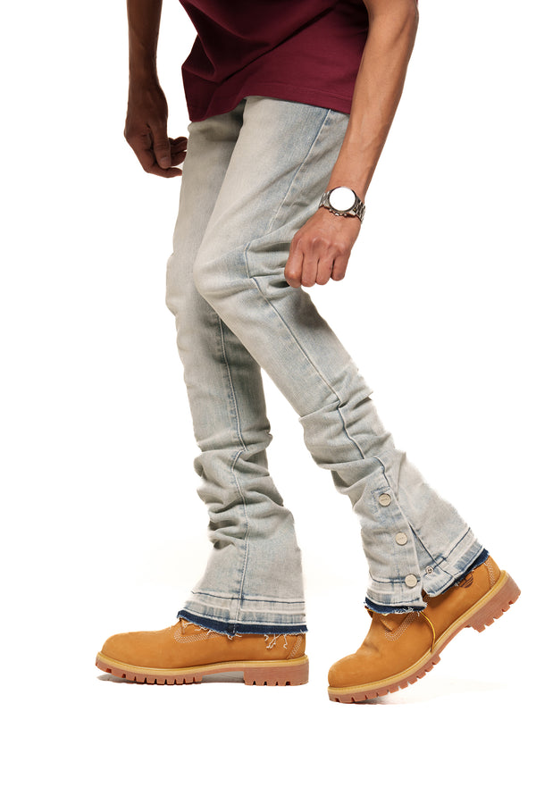 "EMOTIONALLY DRIVEN" FLARE STACK DENIM (LIGHT BLUE)