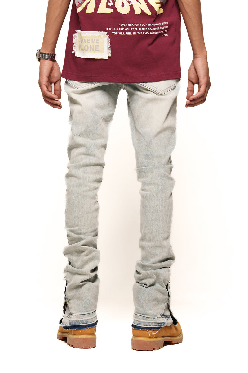 "EMOTIONALLY DRIVEN" FLARE STACK DENIM (LIGHT BLUE)