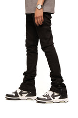 "EMOTIONALLY DRIVEN" FLARE STACK DENIM (JET BLACK)