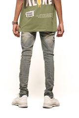 "DETERMINED FORCAST" SKINNY DENIM (MEDIUM BLUE/SAND)