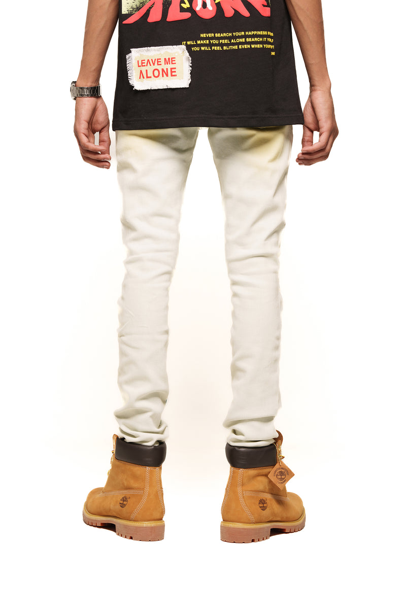 "CLEAR THE AIR" SKINNY DENIM (LIGHT BLUE/SAND)