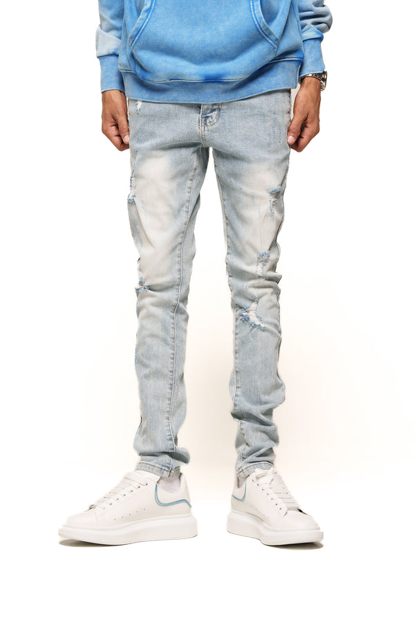 "EXPECT NOTHING" SKINNY DENIM (LIGHT BLUE)