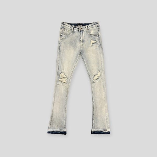 "SOULFUL SERENITY" FLARE STACK DENIM