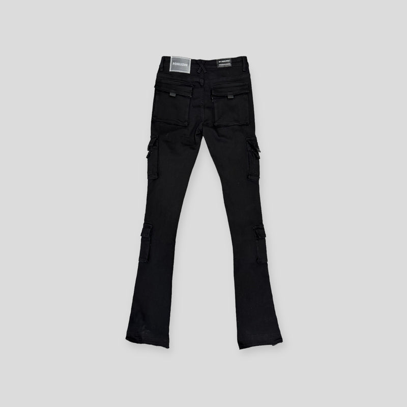 "EMPOWERED ESSENCE" CARGO FLARE STACK DENIM