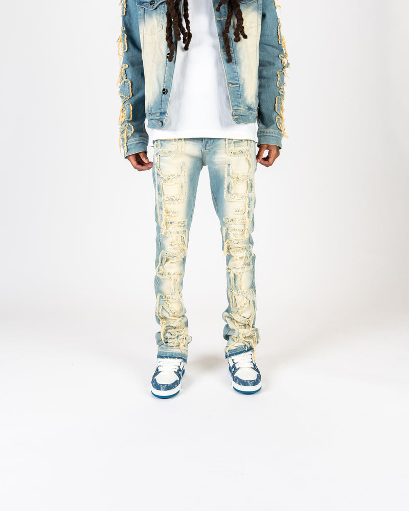 "AWAKEN DESIRES" FLARE STACK DENIM