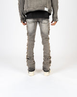 "NURTURE LOVE" FLARE STACK DENIM