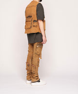 "NEVER LOOK BACK" CARGO FLARE STACK DENIM