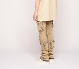 "NEVER LOOK BACK" CARGO FLARE STACK DENIM